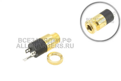 Разъем Jack 3.5mm 3pole, гнездо (f), на корпус изнутри, металл., oem