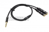 Переходник Jack 3.5mm 4pole (m) - Jack 3.5mm 3pole (f) x2, сплиттер, кабель, усиленный, oem