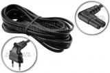 Кабель (шнур) питания сетевой 2х контактный, IEC C7 (бинокль), 3.0m, угловой штекер и вилка, черный