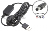 Переходник (конвертер) USB 5V - 9V, 5.5x2.5, отр. пол., для подключения устройств к USB, oem