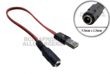 Переходник для ЗУ, 5.5x2.1 - USB-A (m), прямой, кабель, для различного оборудования, oem