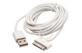 Кабель USB - 30pin, для Apple iPod, iPhone, iPad, 3.0м (удлиненный), белый, oem