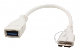 Переходник OTG, USB - micro-USB 3.0, кабель, белый, для Samsung Galaxy Note3, Nokia Lumia, oem
