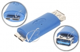 Переходник OTG, USB - micro-USB 3.0, адаптер, синий, для Samsung Galaxy Note3, Nokia Lumia, oem