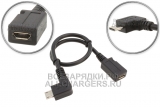 Переходник micro-USB (f) - micro-USB (m), угловой, правый угол (right angle), кабель, oem
