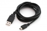 Кабель USB - mini-USB 5pin, 1.8m - 2.0m, удлиненный, черный (синий), oem
