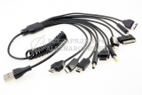 Универсальный зарядный USB кабель, 10in1, витой шнур, oem