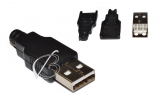 Разъем USB-A, штекер (m), на кабель, под пайку, oem