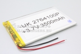 АКБ универсальная (под пайку), 100x65x3.8, 3.7V, 3500mAh, oem