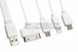 Универсальный зарядный USB кабель для телефонов, планшетов и др, 4in1, 0.2m, oem