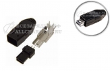 Разъем mini-USB 4pin, штекер (m), на кабель, под пайку, oem