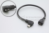 Переходник micro-USB (f) - micro-USB (m), угловой, левый угол (left angle), кабель, oem