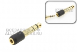 Переходник Jack 3.5mm 3pole (f) - Jack 6.3mm, 3pole (m), адаптер, oem