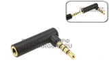 Переходник Jack 3.5mm 4pole (f) - Jack 3.5mm 4pole (m), адаптер, угловой, oem